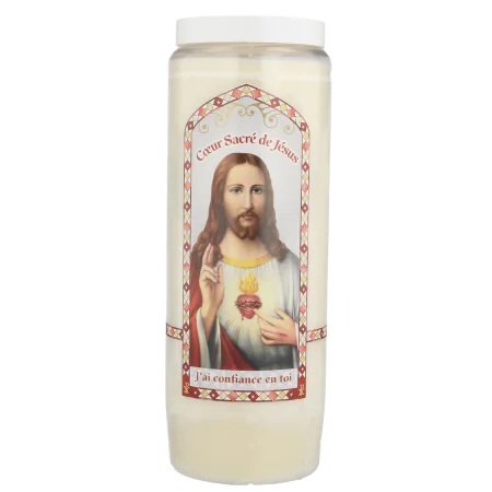 6 Bougies Neuvaine Sacré Coeur de Jésus 17,5 cm