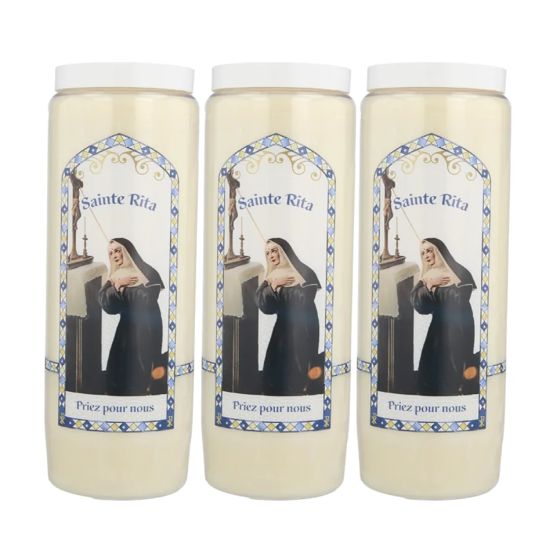 Lot de 3 Bougies de Sainte Rita Neuvaine 17,5 cm