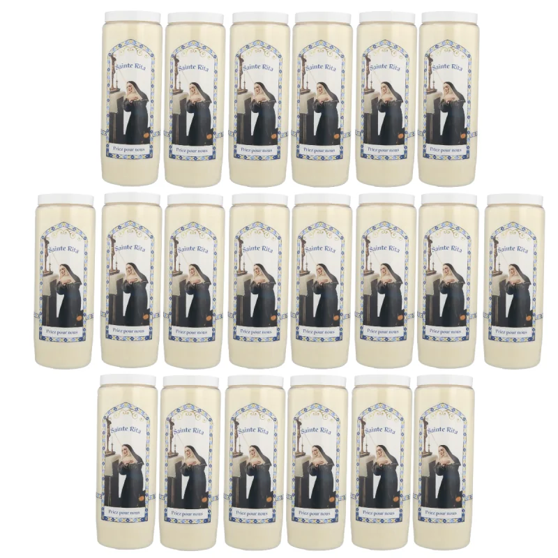 Lot de 20 Bougies de Sainte Rita Neuvaine 17,5 cm