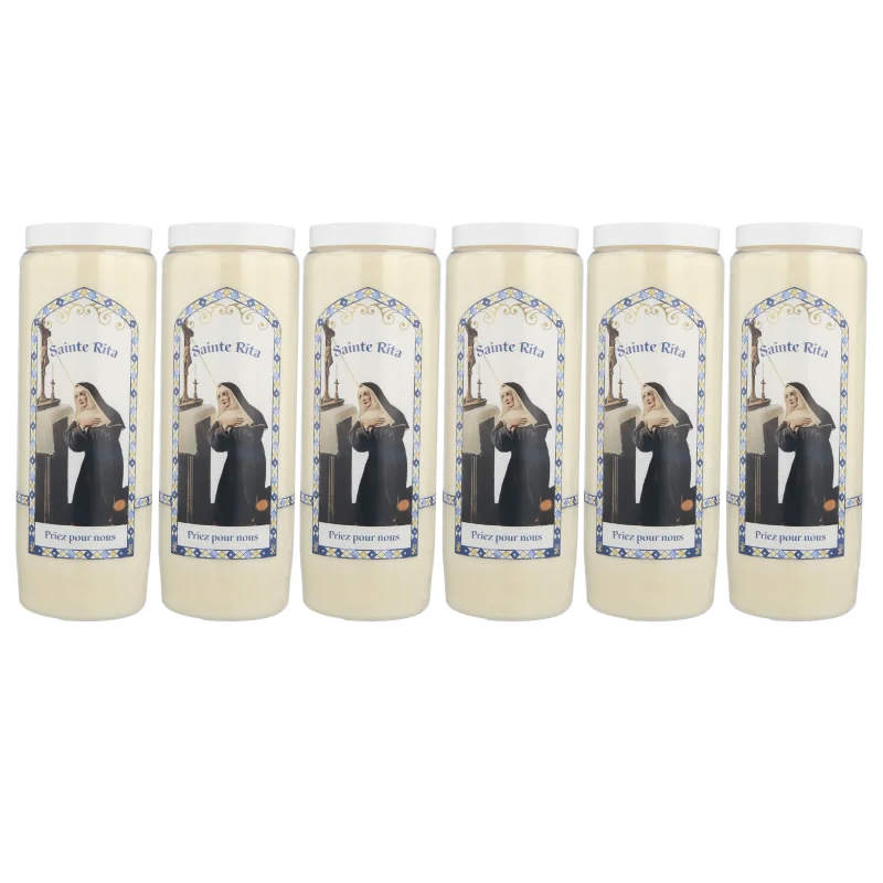 Set di 6 candele di Santa Rita Novena 17,5 cm