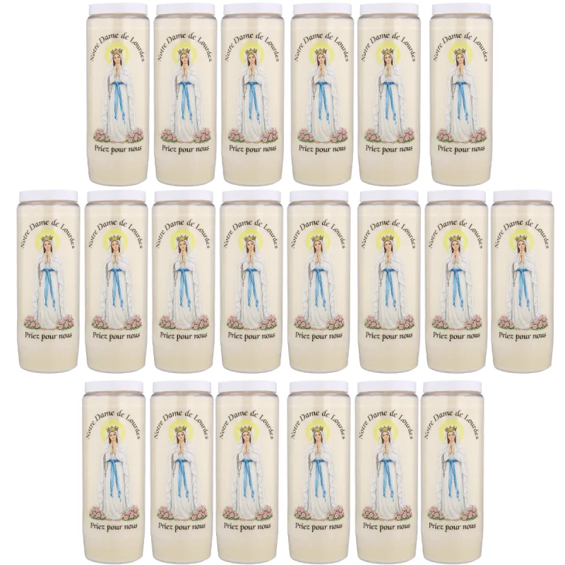 Set of 20 Our Lady of Lourdes Novena Candles, 17.5cm