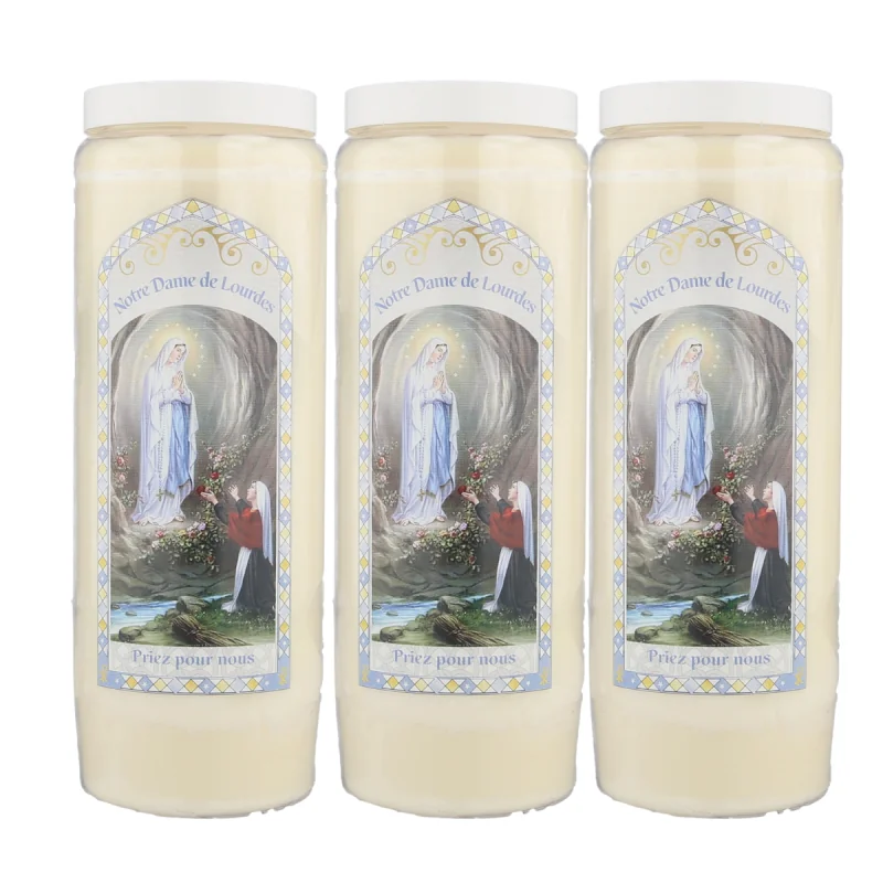 Set of 3 Novena candles Apparition of Lourdes - 17,5 cm
