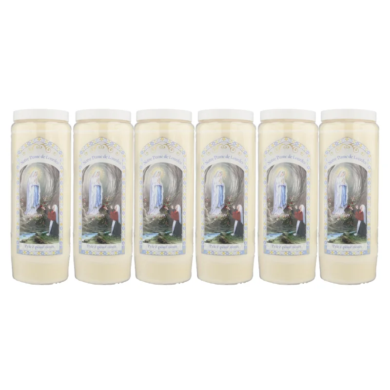Set di 6 candele Novena Apparizione di Lourdes - 17,5 cm