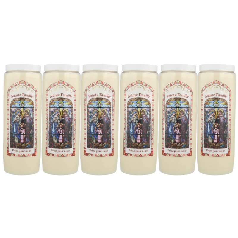 Set di 6 candele da novena Sacra Famiglia - 17,5 cm