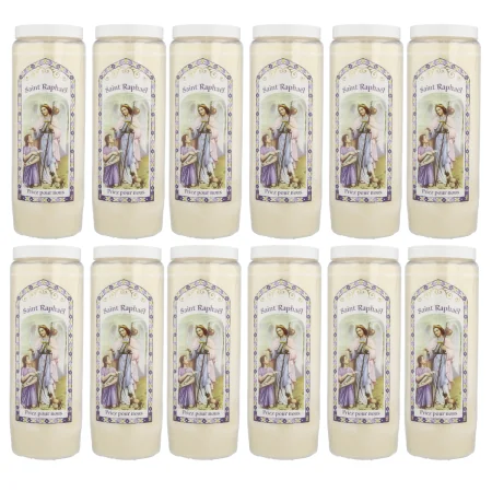 Set of 12 Novena Candles Angel Raphael