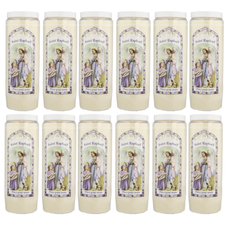 Set of 12 Novena Candles Angel Raphael
