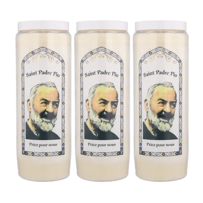 Set di 3 candele della Novena di Padre Pio 17,5 cm