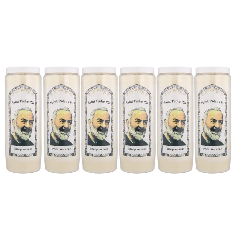 6 Bougies Neuvaine de Padre Pio 17,5cm