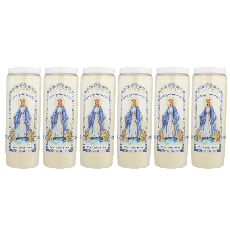 6 Bougies de Neuvaine de la Vierge Miraculeuse 17,5cm