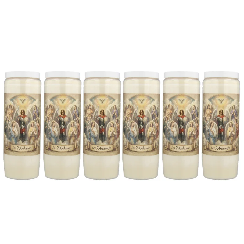 6 Bougies Neuvaine des 7 Archanges - 17,5cm