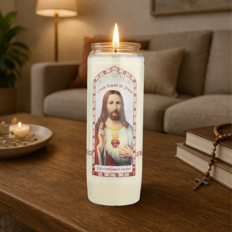 Candela di Novena Sacro Cuore di Gesù 17,5 cm
