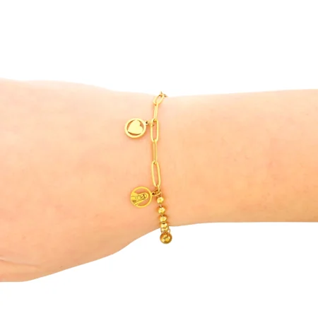 Bracciale con medaglione della Vergine in acciaio dorato