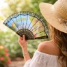 Lourdes cloth and lace fan