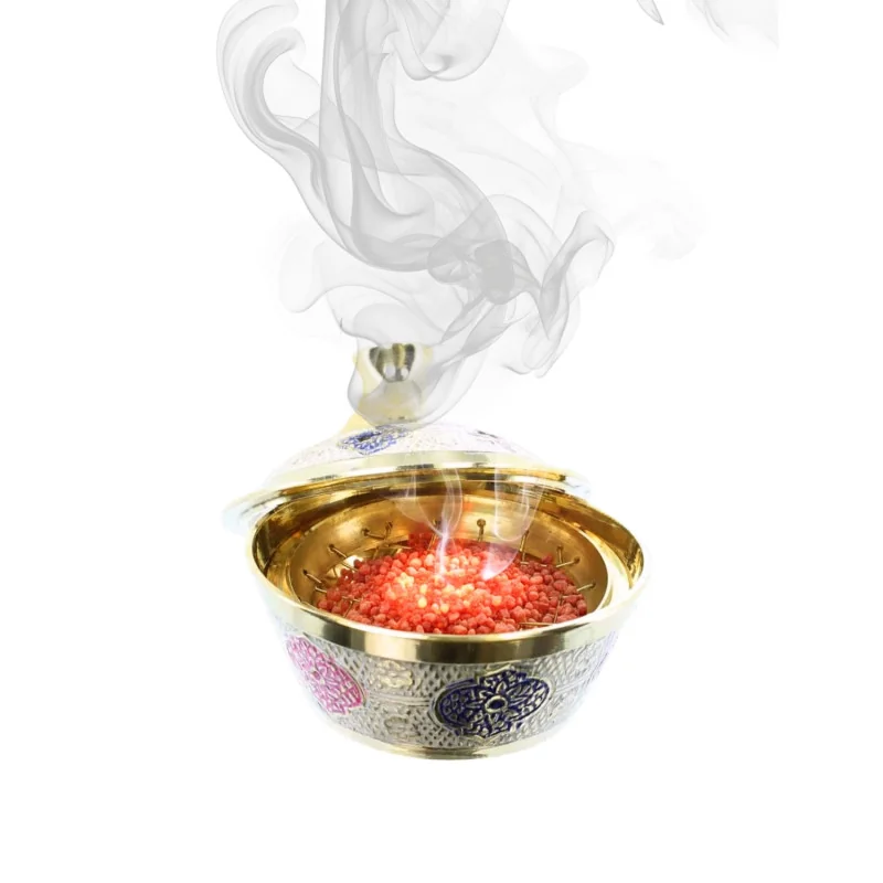 Bruciatore di incenso in ottone con griglia 7,5x8 cm