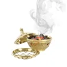Bruciatore di incenso in ottone cesellato con griglia di 8 cm