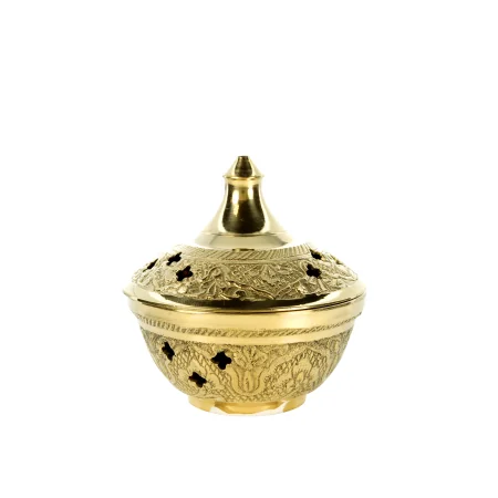Brûle encens en laiton ciselé avec grille de 8cm