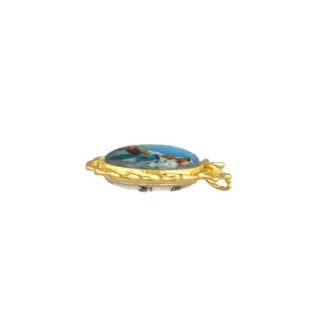 Gold-plated Lourdes Apparition pendant with quote