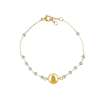 Bracciale con grani della Vergine in oro e acciaio
