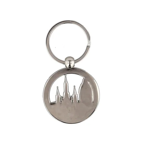 Round Keyring featuring Our Lady of Lourdes and the Basilica