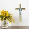 Saint Benedict Crucifix olive wood and gilded metal 13cm