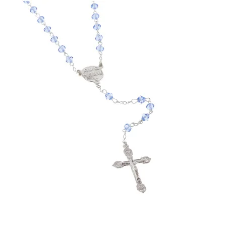 Rosario dell'apparizione in argento con grani di cristallo colorato da 4 mm