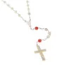 Chapelet en nacre avec paters corail rose et croix en nacre