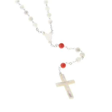 Mother-of-pearl rosary with pink coral paters
