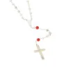 Chapelet en nacre avec paters corail rose et croix en nacre