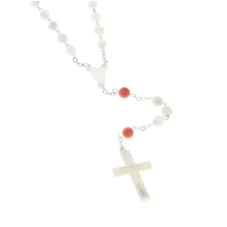 Mother-of-pearl rosary with pink coral paters
