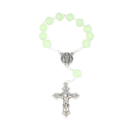 Chapelet dizainier de Lourdes, grains lumineux et coeur Apparition de Lourdes