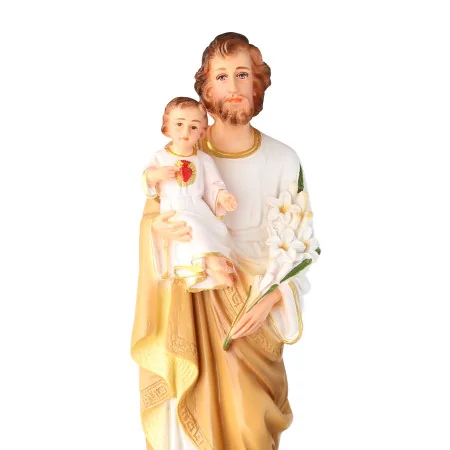 Saint Joseph with Child Coloured resin statue 40cm