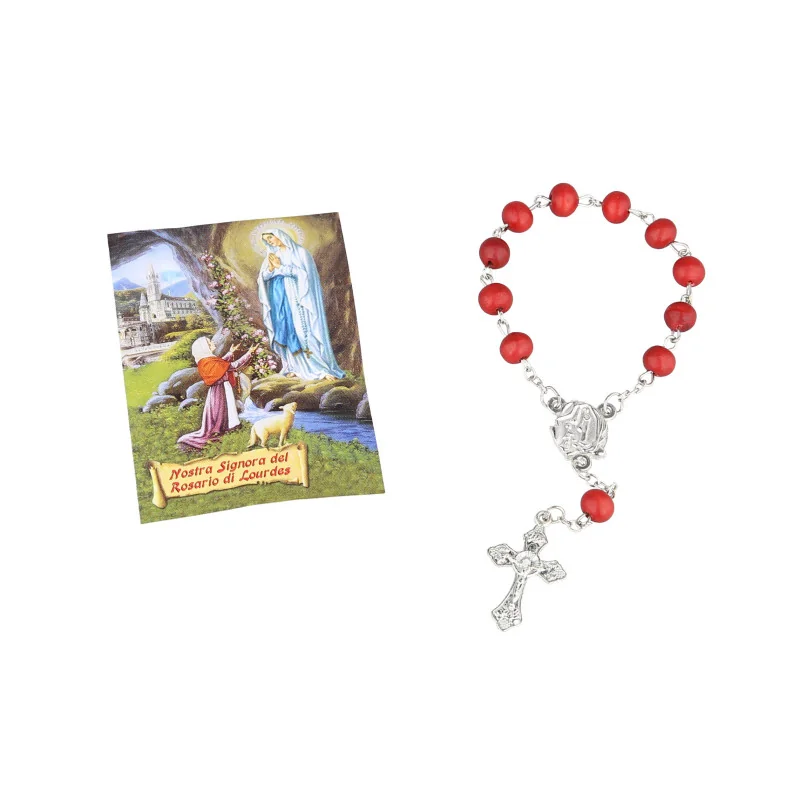 Image de l'Apparition de Lourdes et Dizainier pétale de rose