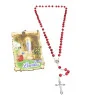 Rosario profumato alla rosa con un quadro dell'apparizione di Lourdes 7x10 cm