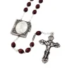 Silver-plated Rosary Mysteries rosary with wooden beads