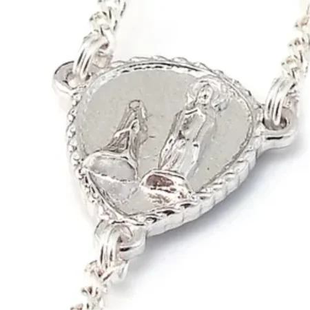 Prezioso rosario dell'Apparizione di Lourdes in madreperla e argento