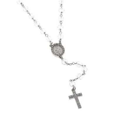 Rosario in argento con Cuore Miracoloso e croce di zirconi