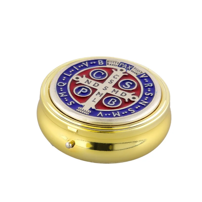 Pisside per Ostie dorata con una medaglia di San Benedetto 6 x 6cm