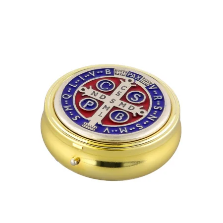 Golden Pyx Saint Benedict enamel lid 6cm diameter
