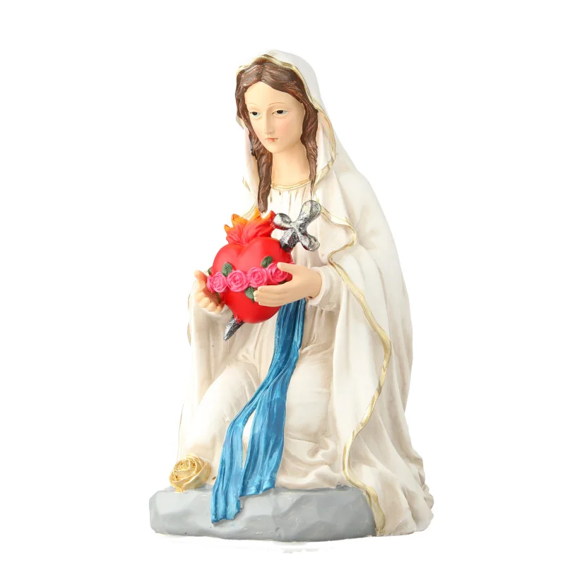 Statue de la Vierge Marie à genoux au Coeur Immaculé 25cm