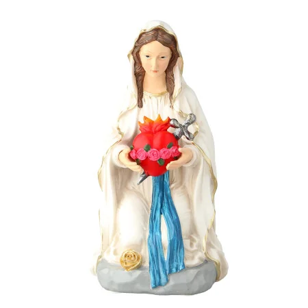 Statue de la Vierge Marie à genoux au Coeur Immaculé 25cm