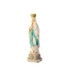 Statue de la Vierge couronnée de Lourdes en couleur avec fleurs 22cm