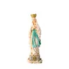 Statue de la Vierge couronnée de Lourdes en couleur avec fleurs 22cm