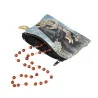Rosary case in gold-coloured thread, 10x7 cm, decorated with Saint Anthony