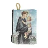 Rosary case in gold-coloured thread, 10x7 cm, decorated with Saint Anthony