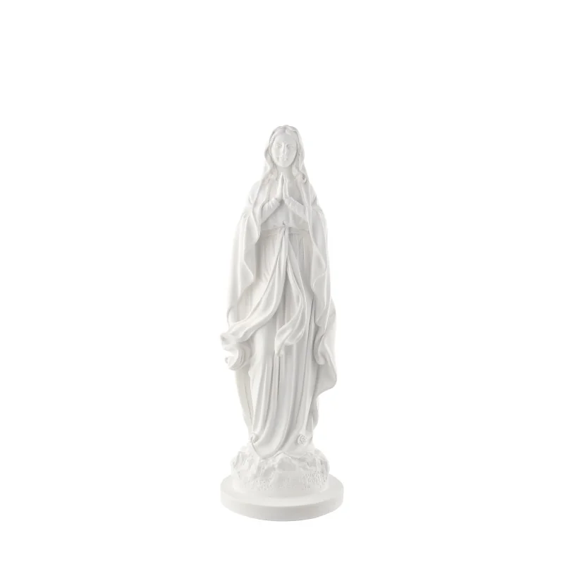 Statue de Notre Dame de Lourdes blanche imitation marbre 25cm