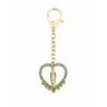 Porte clé Notre Dame de Lourdes en forme de coeur et strass bleu
