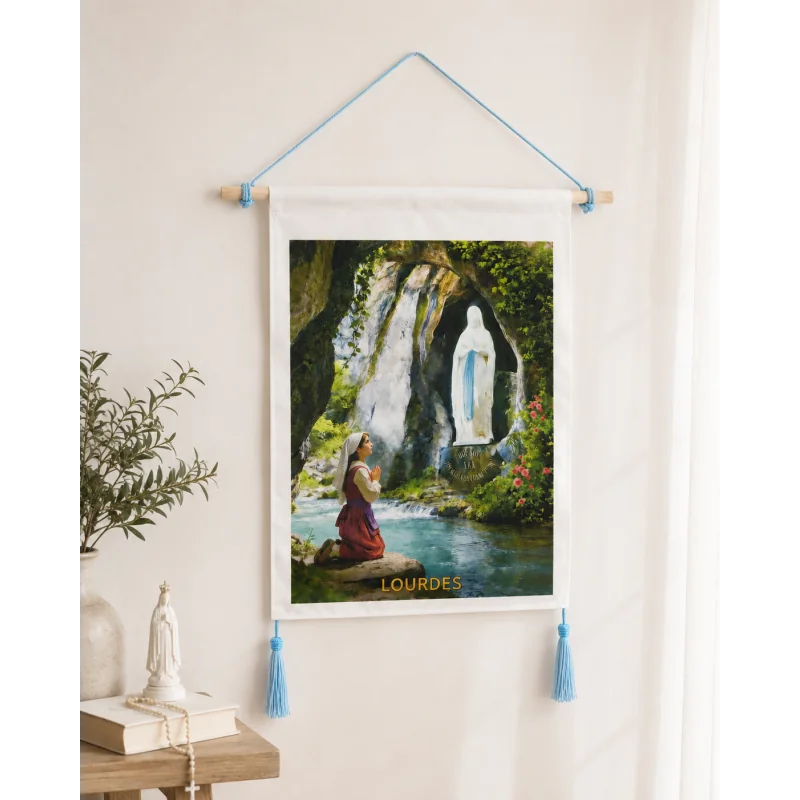 Cadre de l'Apparition de Lourdes sur toile 50x35cm