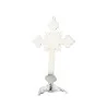 Crucifix sur pied bleu et argent de 13cm en métal