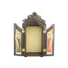 Niche murale religieuse en bois avec portes et anges 21cm