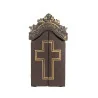 Niche murale religieuse en bois avec portes et anges 21cm